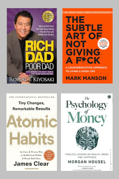 4 Book Set atomic habits + the psychology of money + Rich dad poor dad  (paperback) + subtle art of not giving a fuck