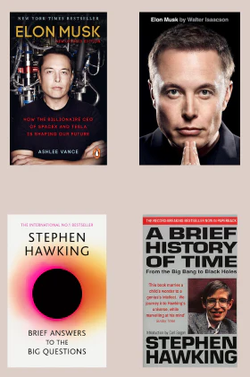 Elon Musk By Ashlee Vance +Elon Musk by Walter Isaacson+ Brief History Of Time+ BRIEF ANSWERS TO THE BIG QUESTIONS