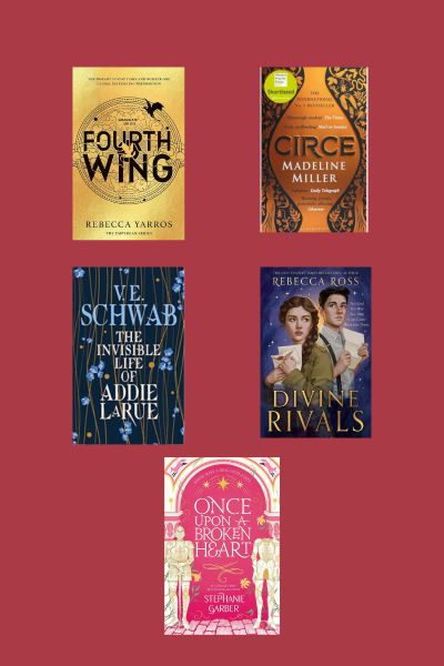 fouth wing +circe +The invisible life of Addie LaRue + Divine rivals +Once upon a broken heart+ Combo: 5 Books