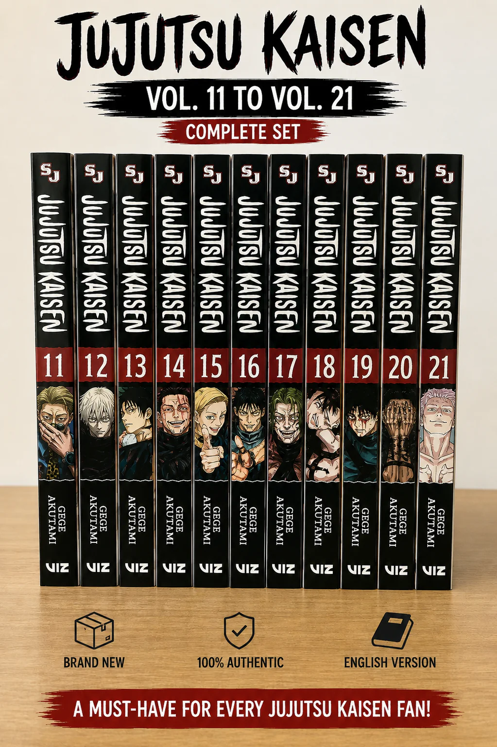 Jujutsu Kaisen Manga Set Vol. 11–21 (Paperback, English) | Complete Collection by Gege Akutami